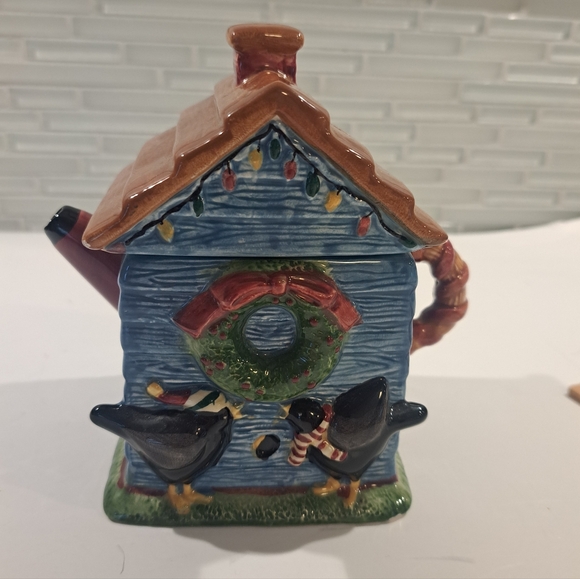 Sakura China Christmas Birdhouse Mini Teapot Collector Series by Debbie Mumm - Picture 1 of 8